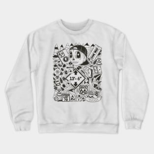 Truck Driving to Art- Skeleton Doodle Art Crewneck Sweatshirt